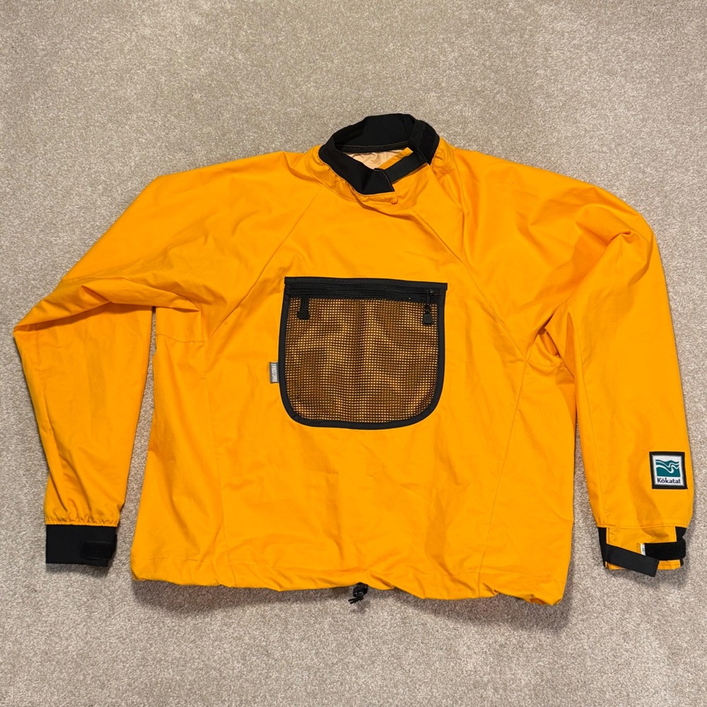 VTG Kokatat Paddling Jacket XL Yellow Gore Windstopper Mesh Pocket Made in USA